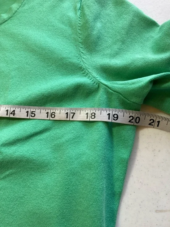 Talbots Bright Green Crewneck Button Cardigan - Picture 5 of 6